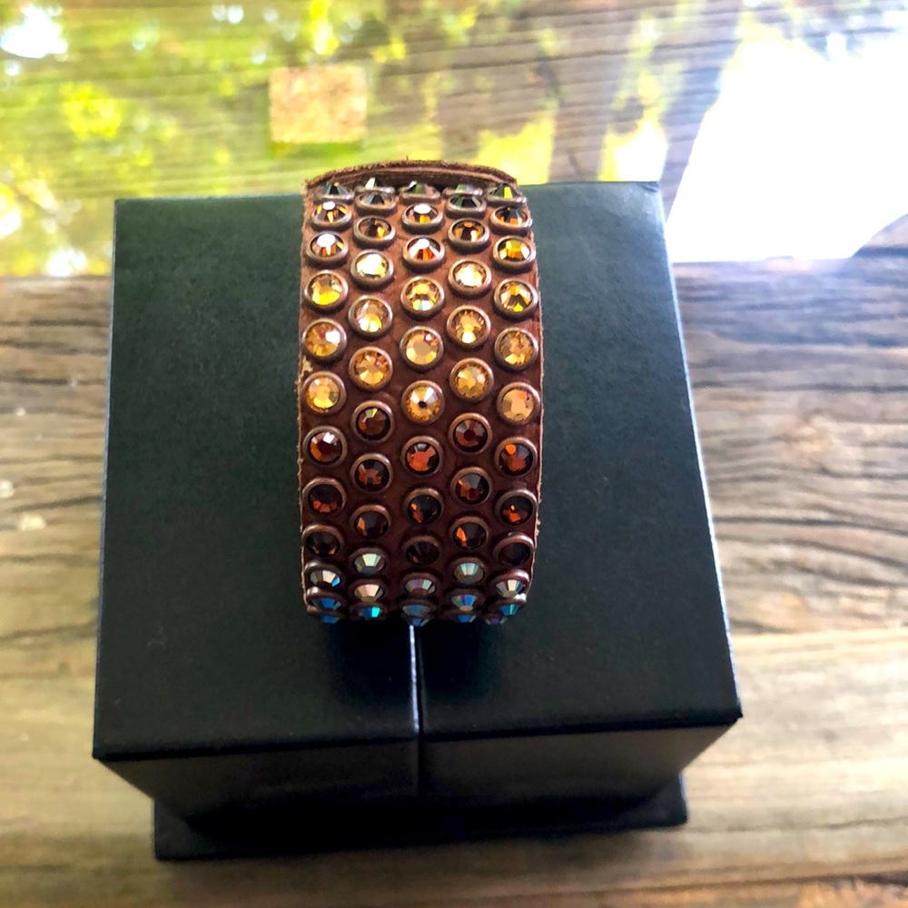 Swarovski Crystal covered leather custom bracelet